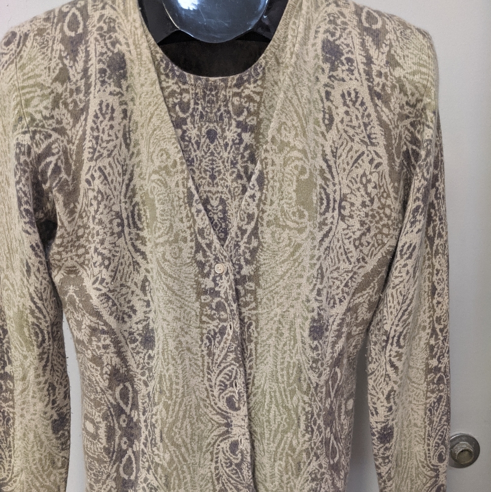 Neiman Marcus cashmere paisley sweater set size large